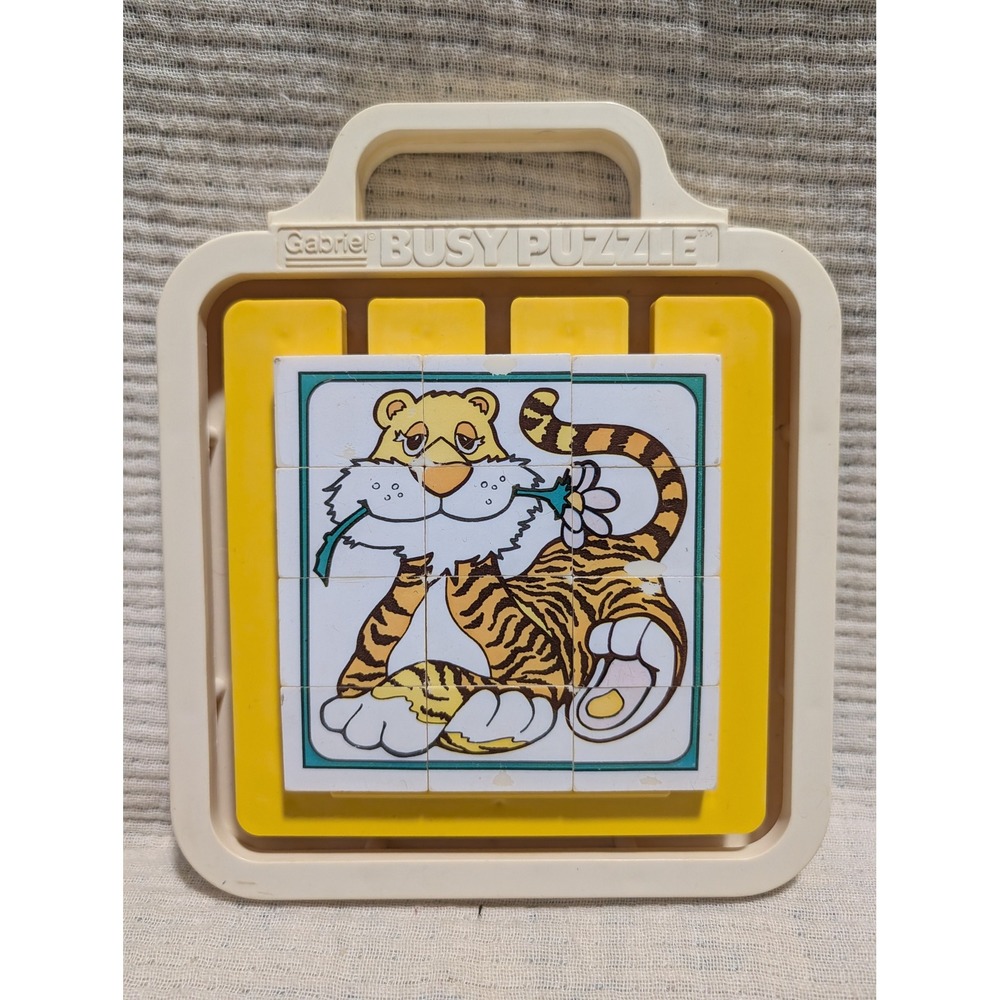 Vintage Gabriel Busy Puzzle Timothy Tiger Sliding Pieces Preschool Toy Ages 2-6